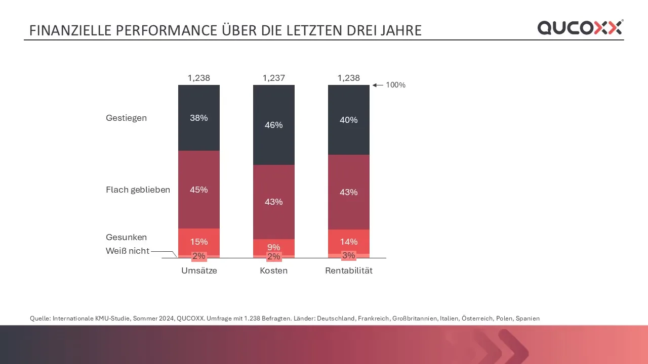 Grafik: Entwicklung von Umsatz, Kosten und Profitabilität der KMU über drei Jahre