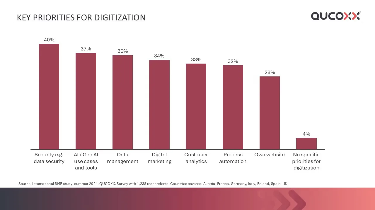 Chart: the digitization priorities SMEs name most often