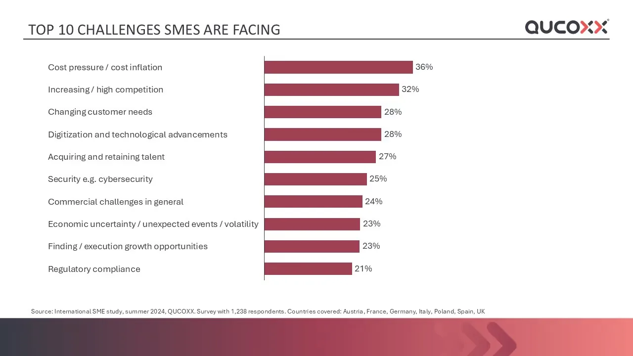 Chart: the ten challenges European SMEs name most often